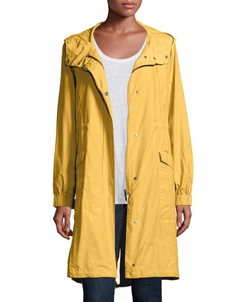 eileen fisher  size hooded long anorak jacket  yellow save  lyst