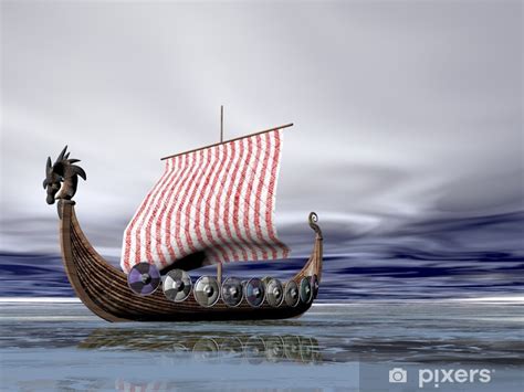 fototapete viking ship  sea pixersde