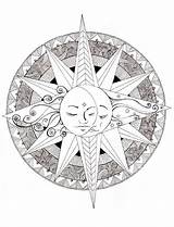 Mandala Coloring Moon Pages Sun Mandalas Spiritual Color Printable Colouring Peace Adult Adults Luna Print Sol Drawing Tattoo Getdrawings Getcolorings sketch template