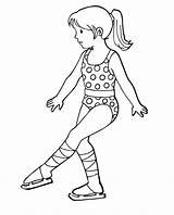 Coloring Figure Skating Pages Girl Skater Jump Young Popular sketch template