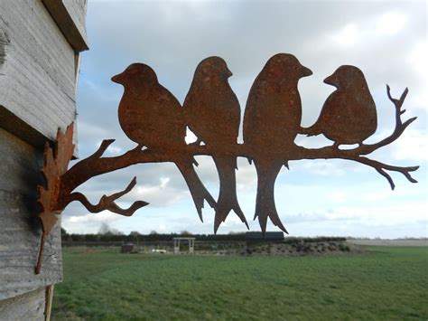 Rusty Birds On A Branch Bird Garden T Metal Garden Etsy Uk
