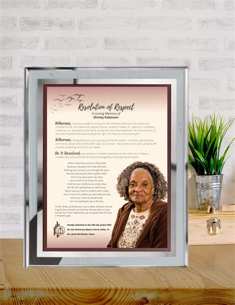 framed funeral resolution letter personalized wphoto logo etsy
