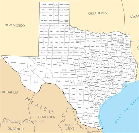 large detailed texas state county map
