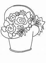 Coloring Basket Flowers Draw Pages sketch template