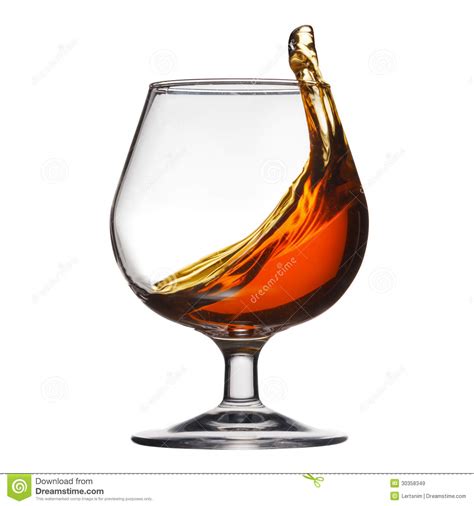 Splash Of Cognac In Glass On White Background Royalty Free