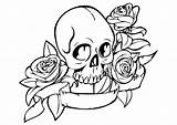 Skull Coloring Pages Skulls Roses Flowers Rose Sugar Drawing Easy Cool Outline Skeleton Printable Crosses Calavera Drawings Print Deer Flames sketch template