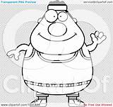 Plump Waving Gym Man Outlined Coloring Clipart Cartoon Vector Cory Thoman sketch template