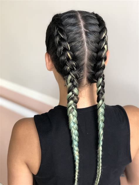 french braids hair style  fantasy color hair french braid