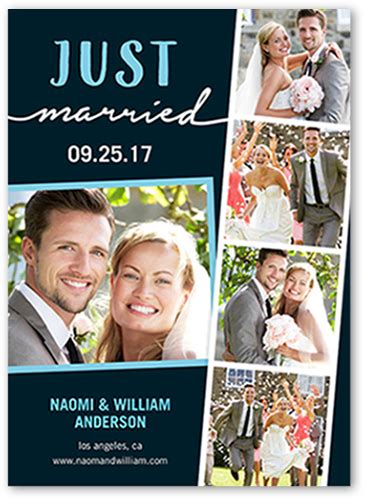 Just Married Filmstrip 5x7 Photo Wedding Announcement Cards Shutterfly