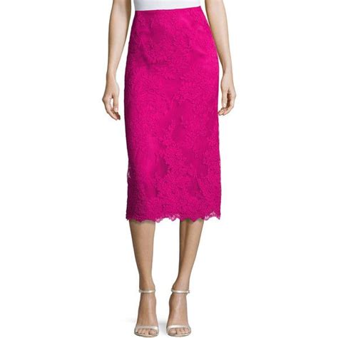 Marchesa Lace Pencil Skirt 895 Liked On Polyvore Featuring Skirts