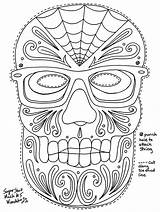 Coloring Pages Skull Sugar Mask Hipster Masks Dead Dia Los Printable Skeleton Face Color Girl Print Muertos Flats Grown Ups sketch template