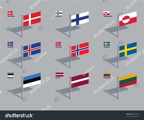 flags denmark finland greenland iceland norway stock