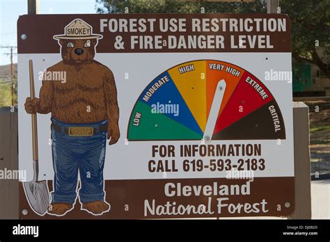 smokey bear fire danger level sign   cleveland national forest stock photo  alamy