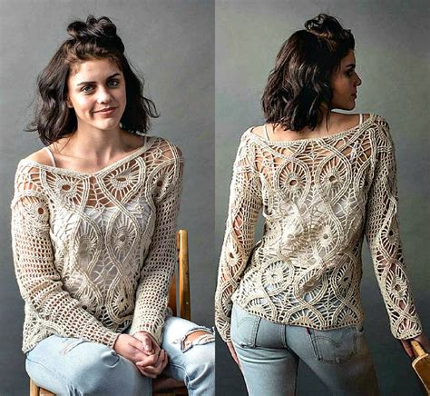 handmade crocheted sweater made of 100 cotton openwork sweater