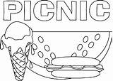 Coloring Pages Picnic Summer Food sketch template