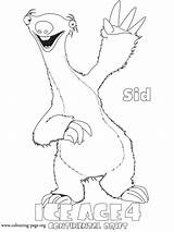 Ice Age Sid Coloring Pages Drift Continental Printable Sloth Colouring Print Sheets Movie Color Book Zeichnen Malen Cartoon Drawing Disney sketch template