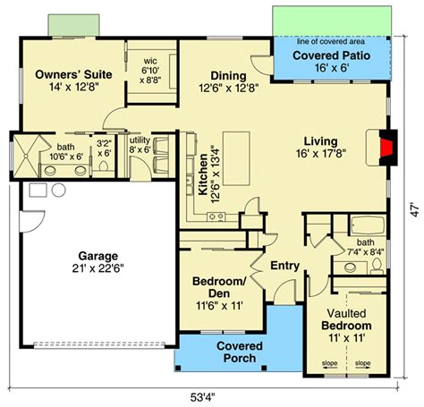 single story ranch house floor plans  story ranch house plan  split bedroom layout