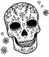 Skull Coloring Sugar Pages Simple Getdrawings sketch template
