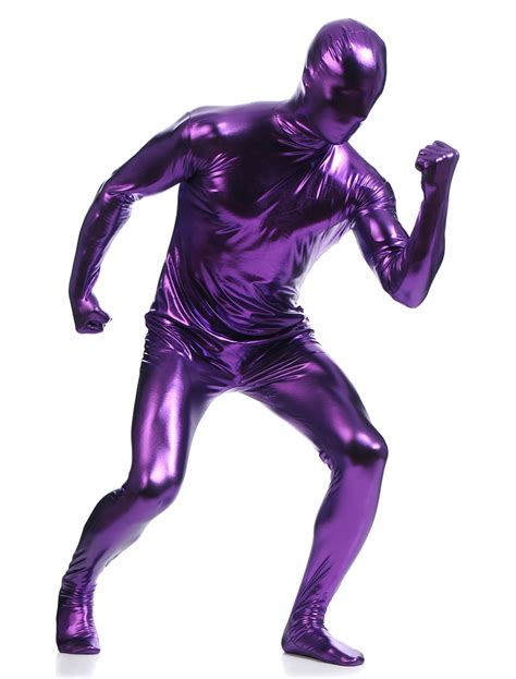 deep purple zentai suit adults full body shiny metallic bodysuit  men milanoocom