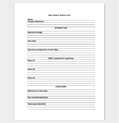 basic speech outline   speech outline speech writing tips writing outline