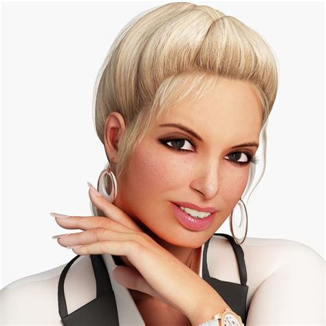3d Blonde Business Woman Character