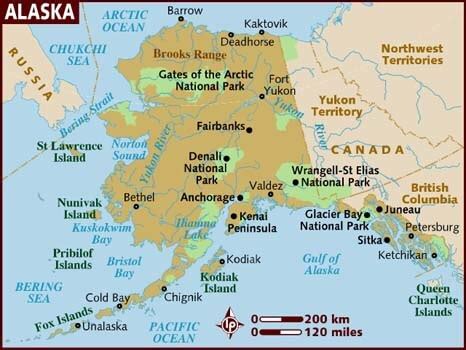 alaska map  alaska satellite image
