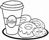 Coloring Donut Food Coffee Pages Cream Kids sketch template