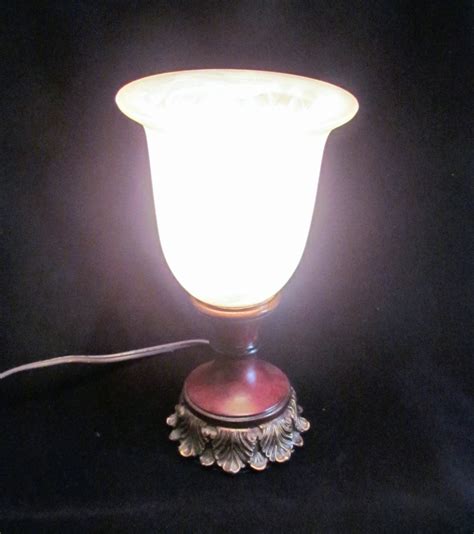 Vintage Style Table Lamp Wooden Base Frosted Glass Shade
