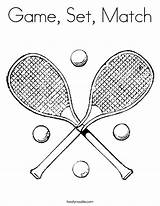 Coloring Tennis Game Match Set Play Twistynoodle Built California Usa Rackets Noodle Cursive sketch template
