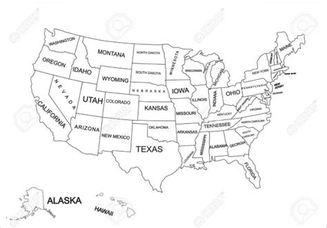 mapa de estados unidos de america con nombres para colorear mapa de images