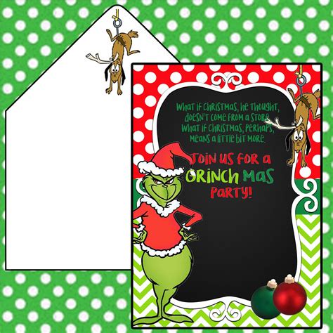grinch christmas party invitations envelope liner grinchm