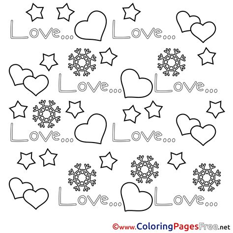 stars hearts colouring sheet  valentines day