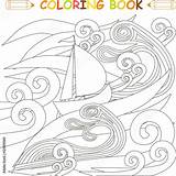 Coloring Oceaan Kleurplaten Vectorillustratie Schip Dateien ähnliche sketch template