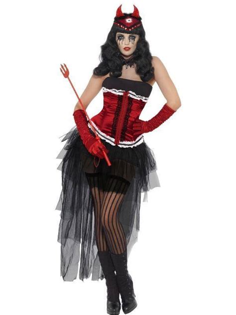 Sexy Devil Burlesque Costume Halloween Diva Outfit Disguises Costumes