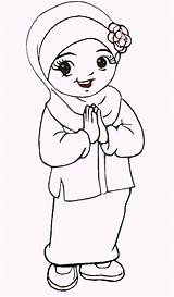 Muslim Girl Pages Islamic Coloring Cartoon Template sketch template