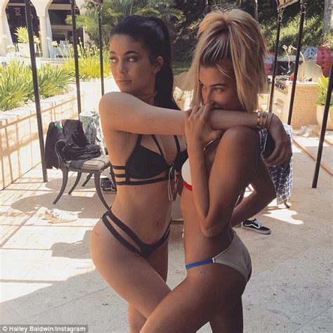 kylie jenner and hailey baldwin flash matching hip tattoos in sexy instagram selfie daily mail
