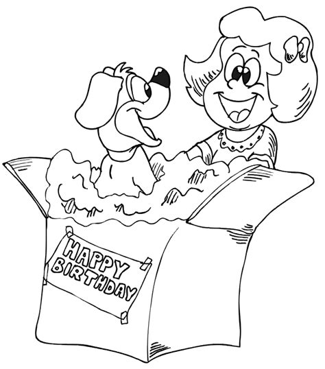 puppy gift birthday coloring pages disney coloring pages
