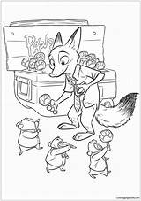Zootopia Pages Coloring Cartoons Print Color sketch template