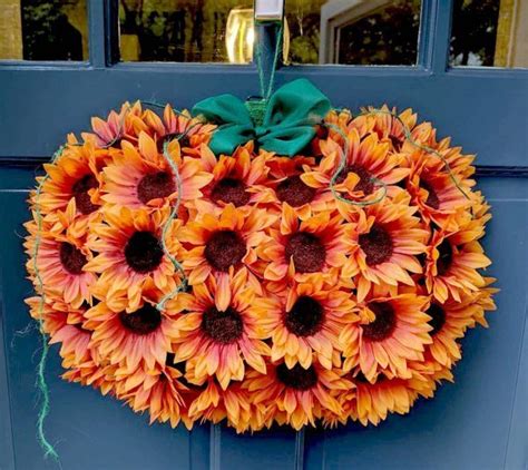 dollar tree sunflower pumpkin wreath home  garden