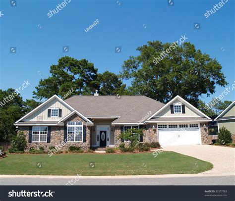 story residential home stone facade stock photo  shutterstock