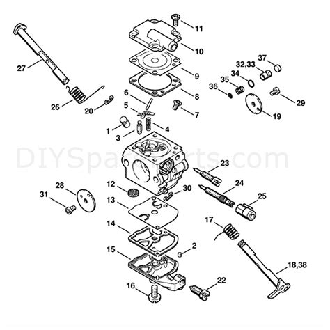 stihl ms  chainsaw mst  parts diagram carburetor cq se