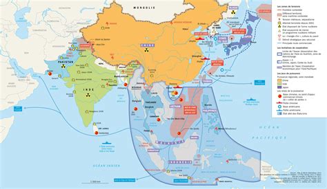carte geopolitique de lasie du sud  de  lhistoirefr
