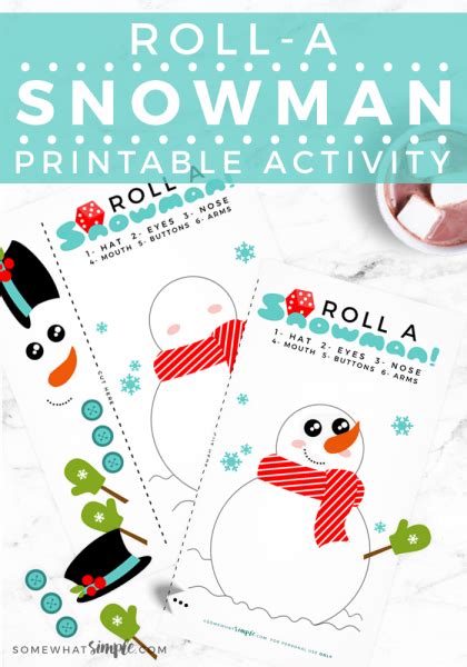roll  snowman dice game  kids printable  simple