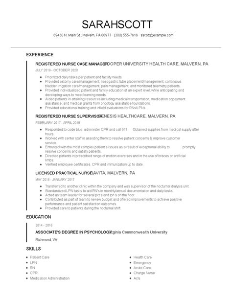 Registered Nurse Case Manager Resume Examples And Tips