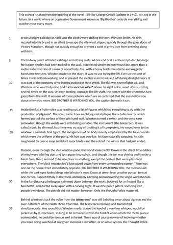 paper  english language aqa fiction style exam questions text