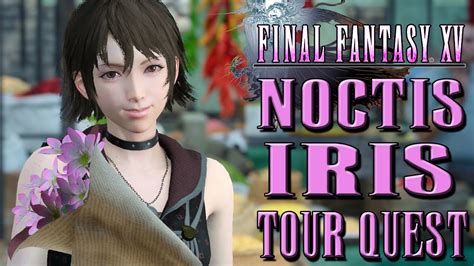 final fantasy xv noctis gives flowers to iris [japanese