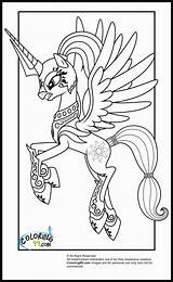 Coloring Princess Celestia Pony Little Pages Popular sketch template
