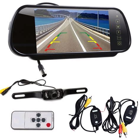 lcd mirror monitorwireless car reverse rear view backup camera