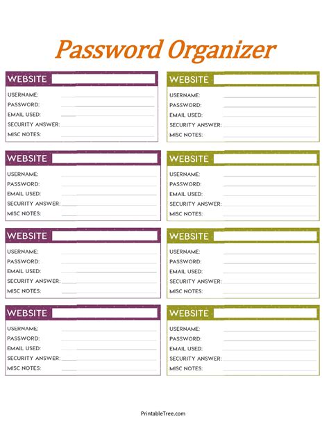printable  editable password template templates printable