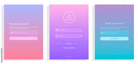 Set Ui Designs Reset Password Form Page With Gradient Background